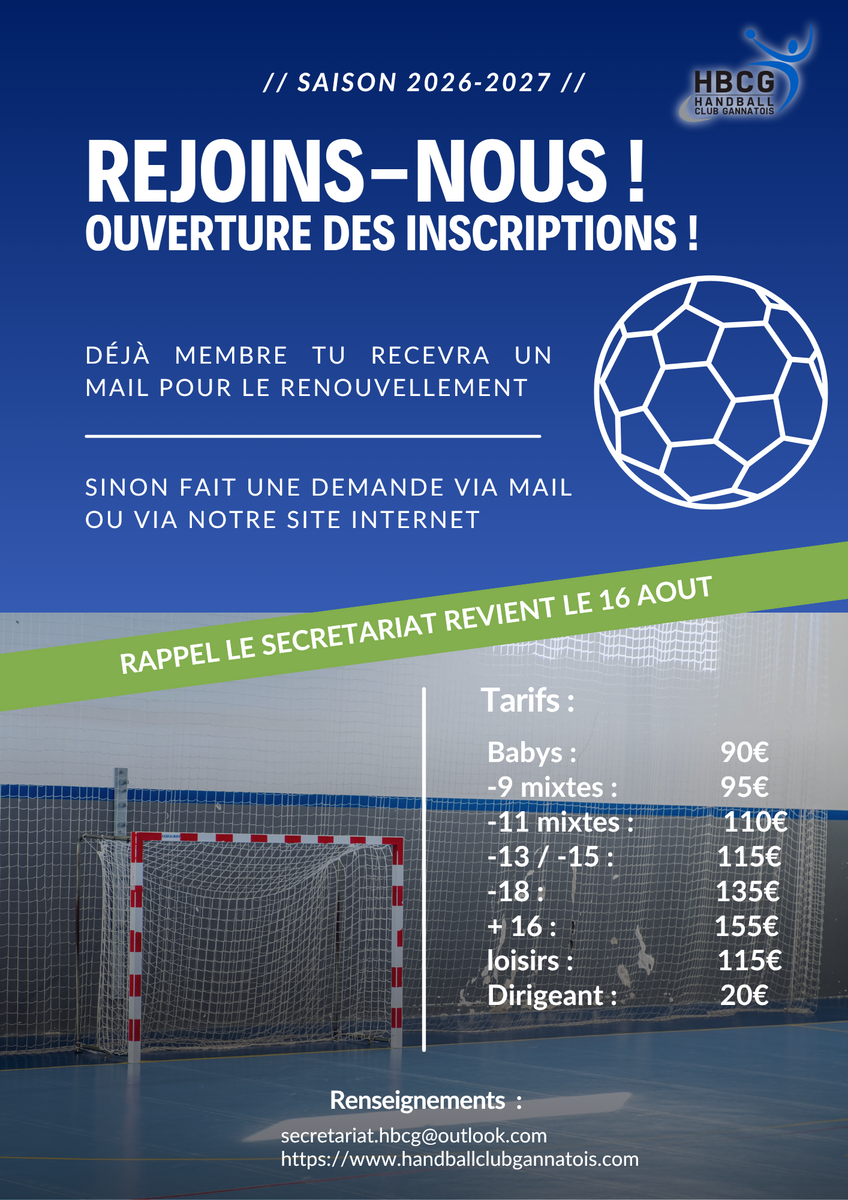 INSCRIPTIONS SAISON 2026/2027